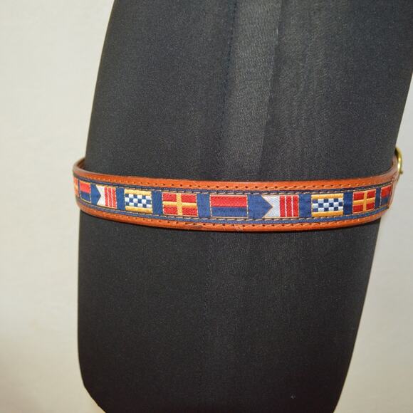 s-l400.jpg Vintage Leather Belt with Flags